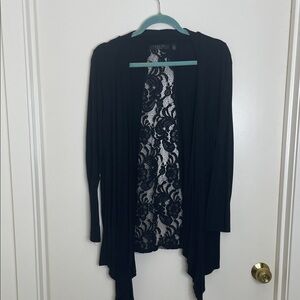 Cyrus Black Cardigan with Lace Detail